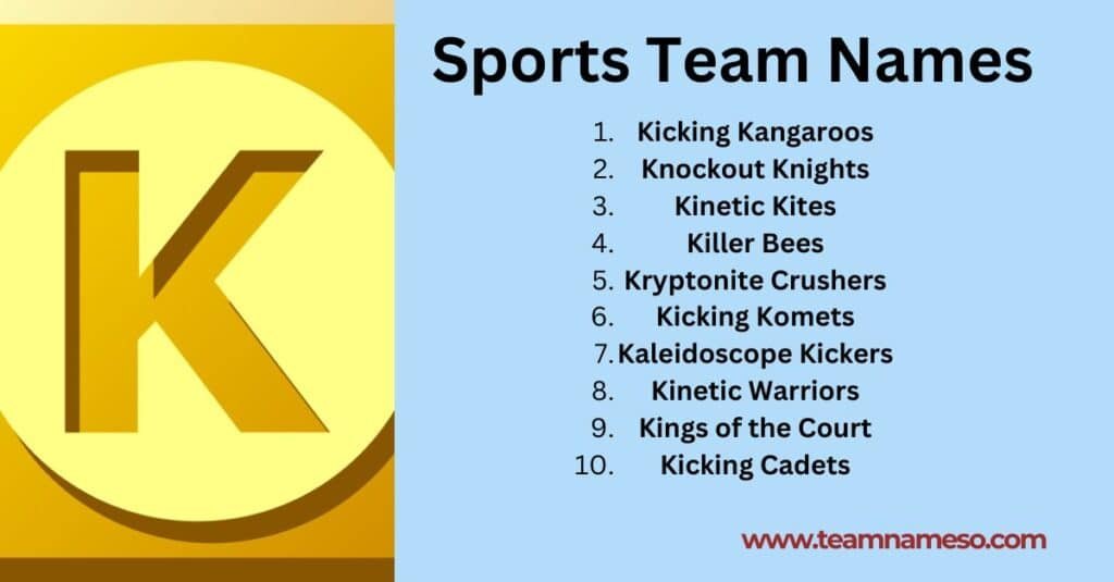 Sports Team Names starting with K