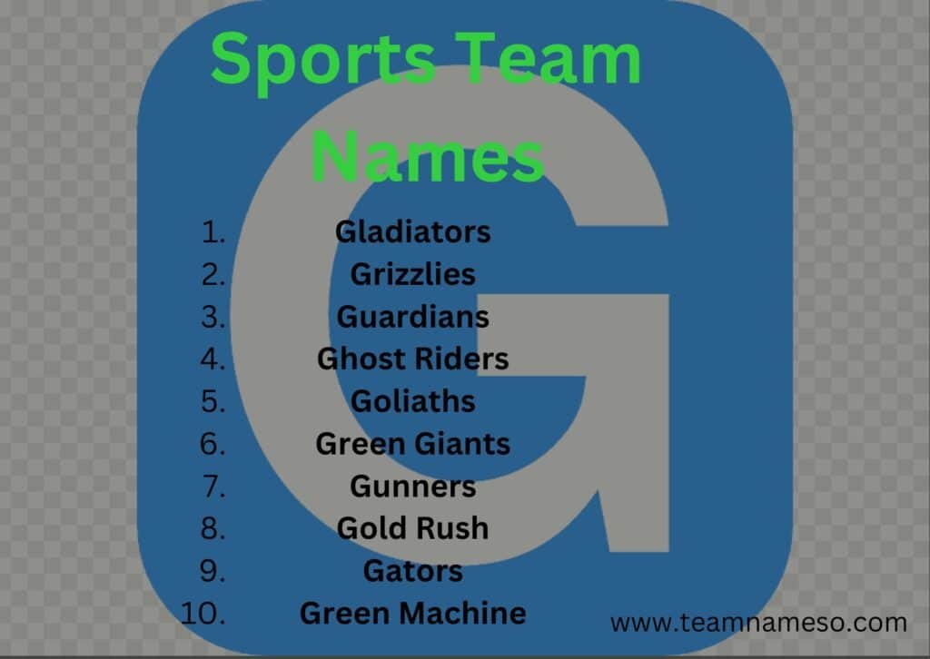 Sports Team Names starting with G