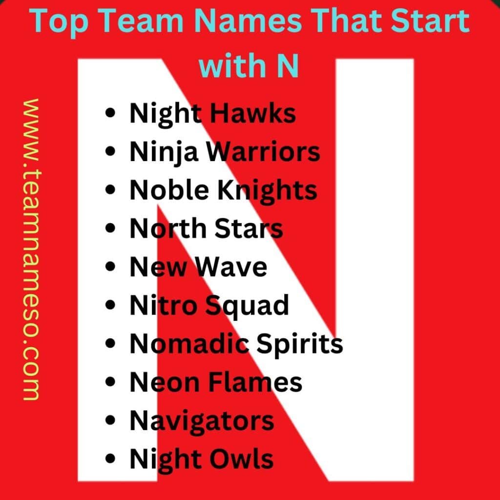 Top Team Names That Start with N